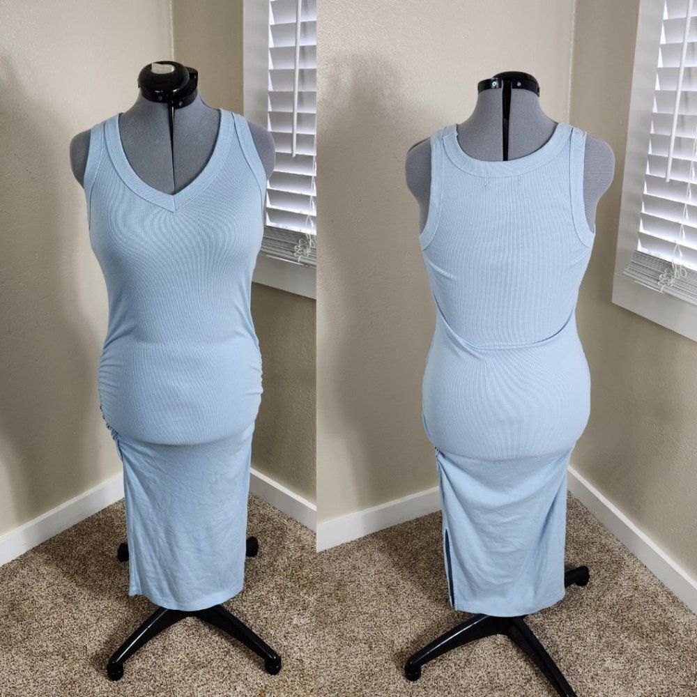 Michael Stars Maternity Dress Midi Dress Sky Blue SIze M Bodycon Dress